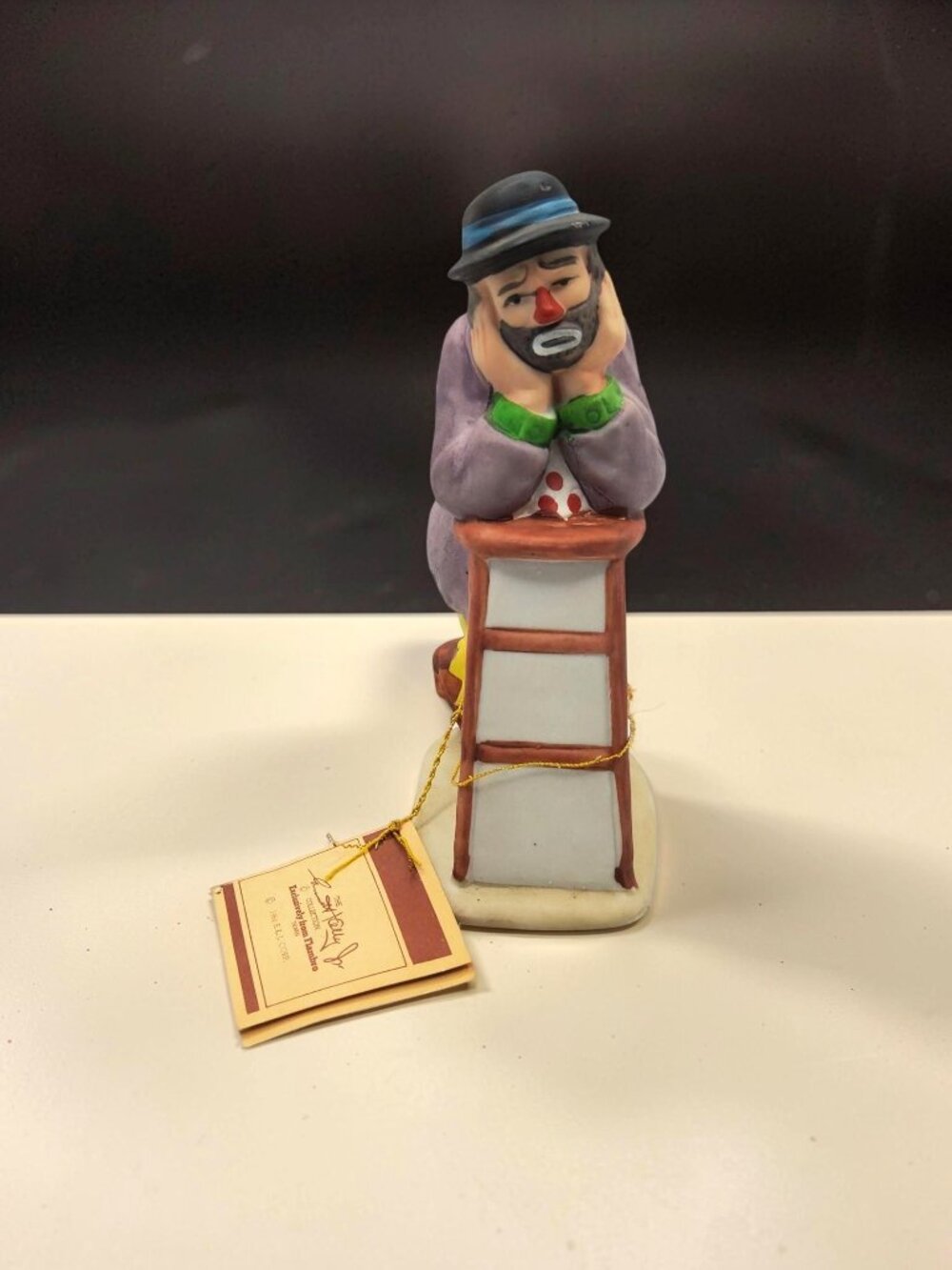 vintage 1984 flambro the emmitt kelly collection "weary willie" clown bisque fig